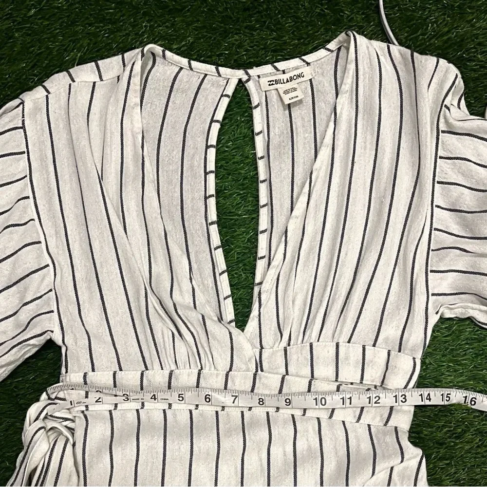 Billabong Robe Life White and Black Plunge Neck Striped Dress small - Picture 12 of 15